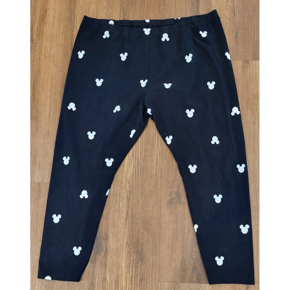 Disney Mickey Mouse Womens 3X Black White All Over Print Leggings Plus Size